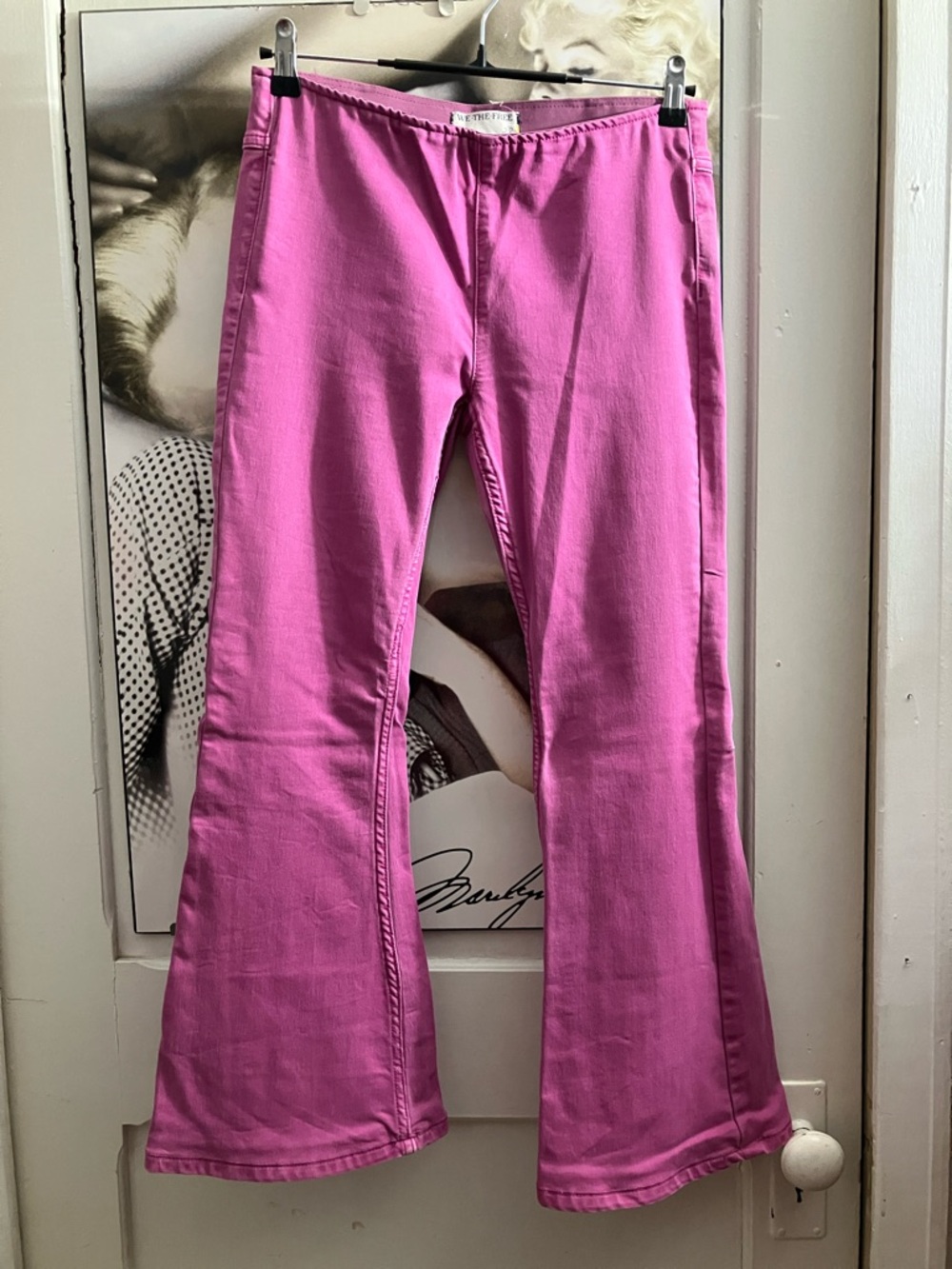Free People Bright Pink Flare Jeans